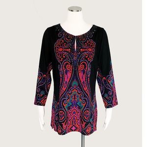 INC International Concepts Paisley Print Top NWOT